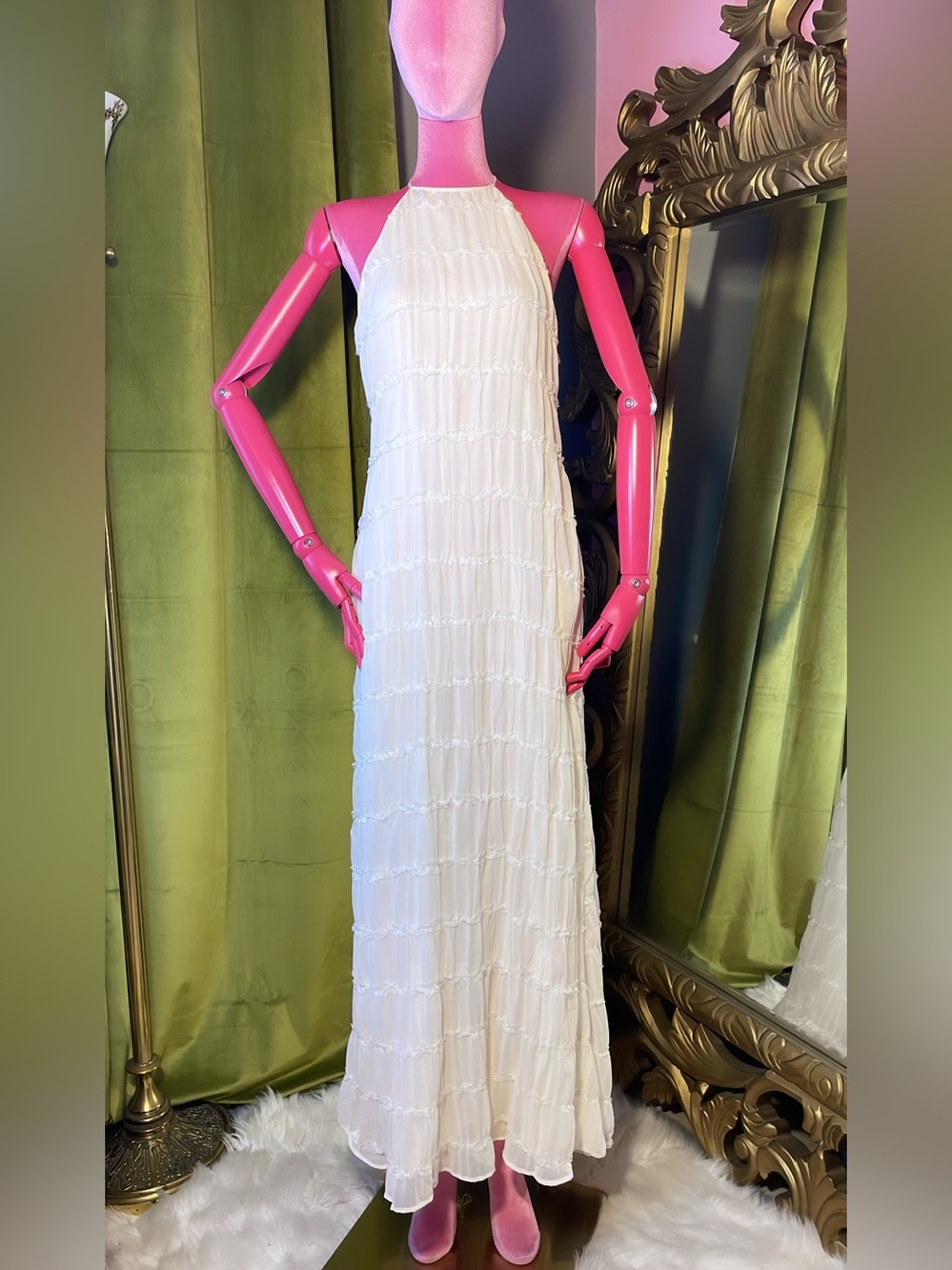 PepperMayo Halter Backless White Dress Sz L